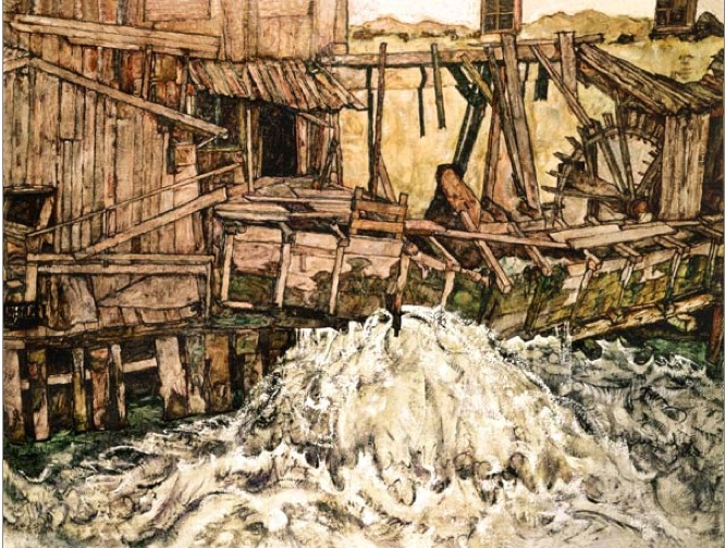 1916 le moulin Egon Schiele copie
